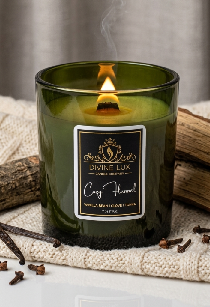 Cozy Flannel Crackling Wood Wick Candle (7oz)