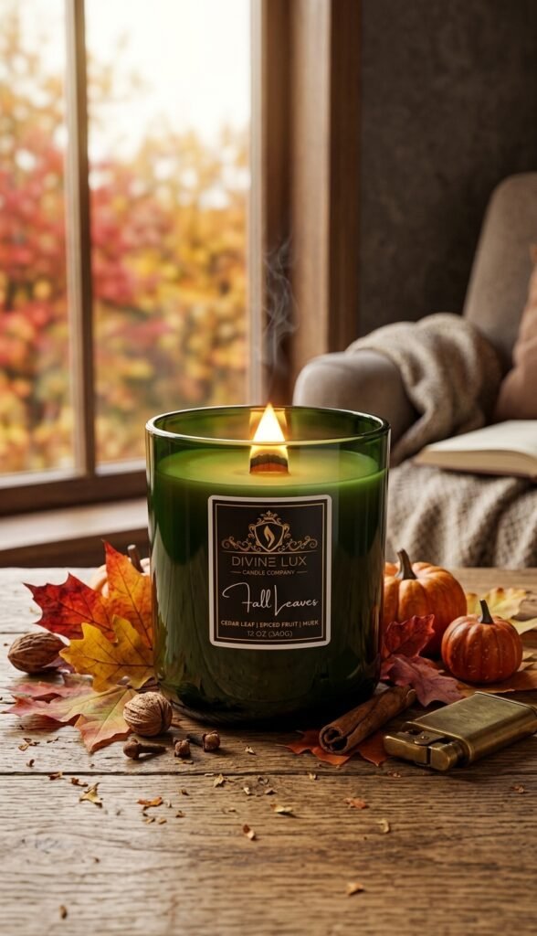 Fall Leaves Crackling Wood Wick Candle (12 oz)
